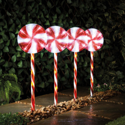 The Christmas Workshop Set of 4 White Lollipop Stake Light - Wilko - thumbnail 1