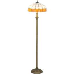 HOMCOM Orange Vintage Handcrafted Stained Glass Shade Floor Lamp - Size: 39 x 49 x 49cm - Bronze Tone and Orange - Wilko