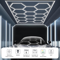 ENER-J CCT 14 Hexagon Designer Showroom Light 600W - Size: 117.5 x 2.36 x 3.81cm - white - ENERJ - Wilko - thumbnail 7