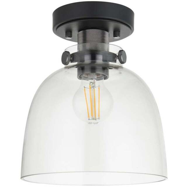 Merano Alessandria Bowl Smokey Grey and Black Semi Flush Ceiling Light - Size: 21 x 21 x 25cm - Wilko - image 1