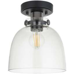 Merano Alessandria Bowl Smokey Grey and Black Semi Flush Ceiling Light - Size: 21 x 21 x 25cm - Wilko - thumbnail 1