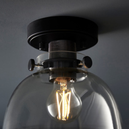 Merano Alessandria Bowl Smokey Grey and Black Semi Flush Ceiling Light - Size: 21 x 21 x 25cm - Wilko - thumbnail 5
