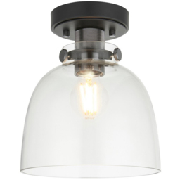 Merano Alessandria Bowl Smokey Grey and Black Semi Flush Ceiling Light - Size: 21 x 21 x 25cm - Wilko - thumbnail 4