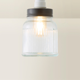 ValueLights Black Ribbed Pattern Glass Jar Pendant Shade - Size: 12 x 15.5 x 12cm - Wilko - thumbnail 6