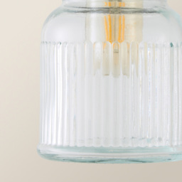 ValueLights Black Ribbed Pattern Glass Jar Pendant Shade - Size: 12 x 15.5 x 12cm - Wilko - thumbnail 5