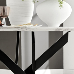 Furniturebox Arona Kensington Marble Effect 6 Seater Round Dining Set White and Black - Wilko - thumbnail 7