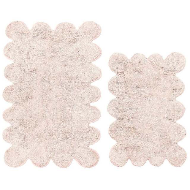 Allure Bath Fashions 2 Piece Scallop Blush Pink Bath Mat Set - Size: 50 x 80 x 1cm - Wilko - image 1