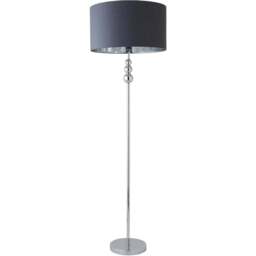 ValueLight Marissa Charcoal Velvet Chrome Inner Shade Chrome Stacked Ball LED Floor Lamp - Size: 145 x 45 x 45cm - Silver - ValueLights - Wilko