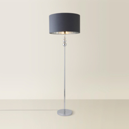 ValueLight Marissa Charcoal Velvet Chrome Inner Shade Chrome Stacked Ball LED Floor Lamp - Size: 145 x 45 x 45cm - Silver - ValueLights - Wilko - thumbnail 6