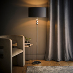 ValueLight Marissa Charcoal Velvet Chrome Inner Shade Chrome Stacked Ball LED Floor Lamp - Size: 145 x 45 x 45cm - Silver - ValueLights - Wilko - thumbnail 7