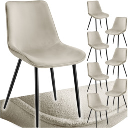 tectake Monroe Set of 8 Cream Velvet Padded Dining Chair - Wilko - thumbnail 3