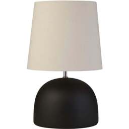 Lighting Collection Haskell Tapered Fabric Shade Black Ceramic Table Lamp - Size: 48 x 30 x 30cm - Black and Chrome - Wilko