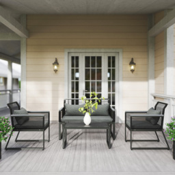 Outsunny 4 Seater Charcoal Grey Rattan Garden Furniture Set - Wilko - thumbnail 1