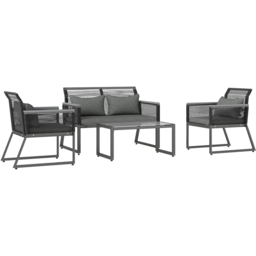 Outsunny 4 Seater Charcoal Grey Rattan Garden Furniture Set - Wilko - thumbnail 3