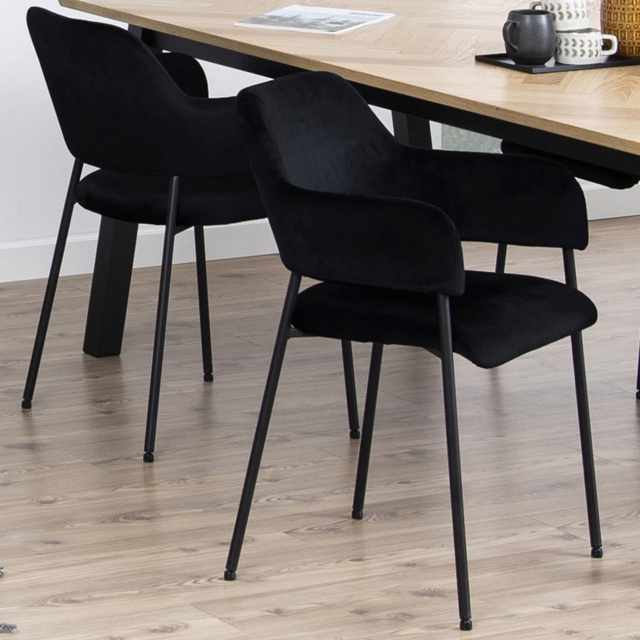 Florence Lima Set of 2 Black Dining Chairs with Armrest - Furniture To Go - Wilko - image 1