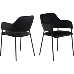 Florence Lima Set of 2 Black Dining Chairs with Armrest - Furniture To Go - Wilko - thumbnail 3