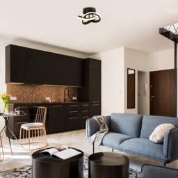 Happy Homewares 1253 Lumens Black LED Ceiling Light - Size: 12 x 24 x 24cm - Wilko - thumbnail 3