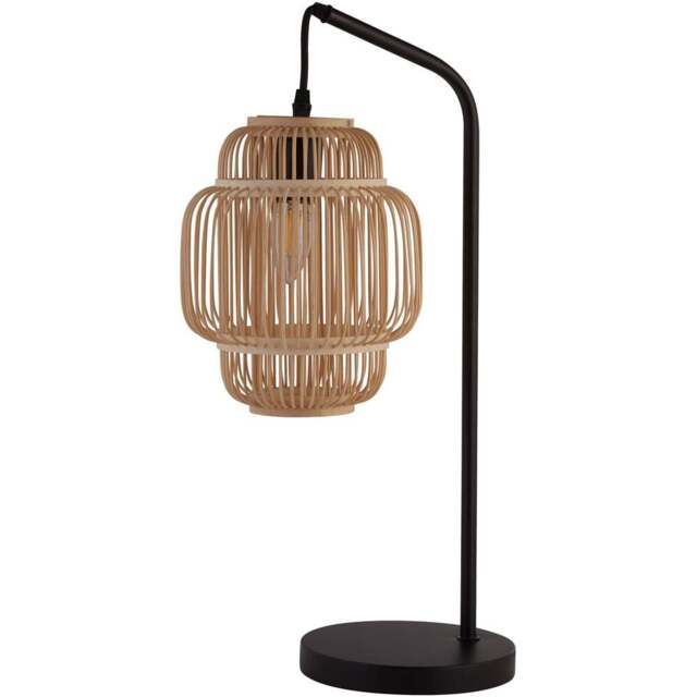 Lighting Collection Black Table Lamp with Bamboo Frame Shade - Size: 55 x 19.5 x 29cm - Wilko - image 1