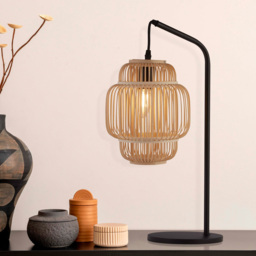 Lighting Collection Black Table Lamp with Bamboo Frame Shade - Size: 55 x 19.5 x 29cm - Wilko - thumbnail 3