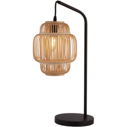 Lighting Collection Black Table Lamp with Bamboo Frame Shade - Size: 55 x 19.5 x 29cm - Wilko - thumbnail 4