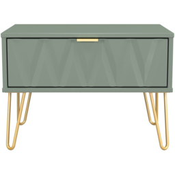 Crowndale Diamond Single Drawer Reed Green Wide Side Table Ready Assembled - Size: 43 x 58 x 40cm - Wilko - thumbnail 3