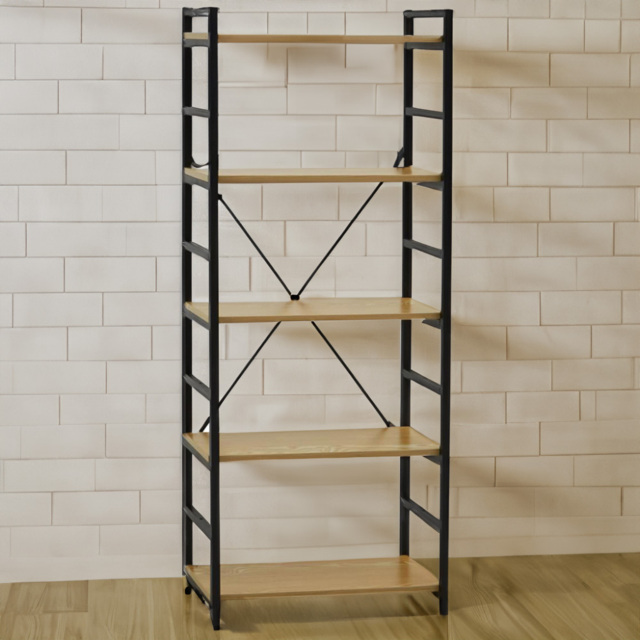 Premier Housewares Laxton 5 Shelf Light Yellow Bookshelf - Multi - Interiors by Premier - Wilko - image 1