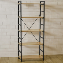 Premier Housewares Laxton 5 Shelf Light Yellow Bookshelf - Multi - Interiors by Premier - Wilko