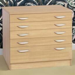 R White Cabinets 5 Drawer Brown A2 Plan Chest of Drawers - Wilko - thumbnail 1