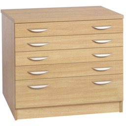 R White Cabinets 5 Drawer Brown A2 Plan Chest of Drawers - Wilko - thumbnail 3