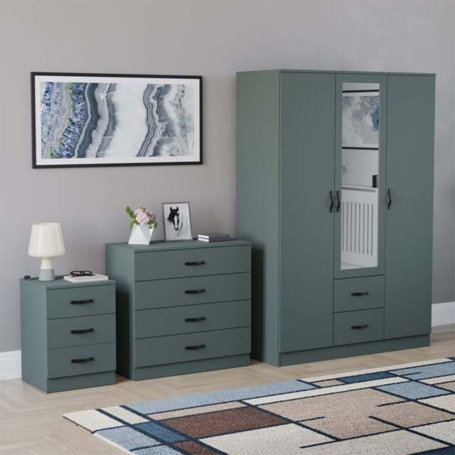 Vida Designs Riano Green 3 Piece Bedroom Furniture Set - Jasper Green - Wilko - image 1