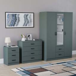 VIDA DESIGNS Riano Green 3 Piece Bedroom Furniture Set - Jasper Green - Wilko