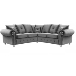 Portland Zoey 5 Seater Plush Velvet Chesterfield Style L Shape Corner Sofa - Grey - Wilko - thumbnail 3