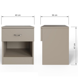 FWStyle Promo Single Drawer Putty Modern Bedside Table Set of 2 - Brown - Wilko - thumbnail 7