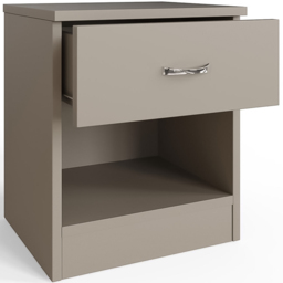 FWStyle Promo Single Drawer Putty Modern Bedside Table Set of 2 - Brown - Wilko - thumbnail 4