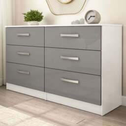 Lynx 6 Drawer Grey and White Chest of Drawers - Birlea - Wilko - thumbnail 1