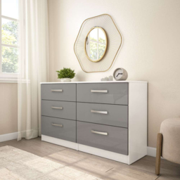 Lynx 6 Drawer Grey and White Chest of Drawers - Birlea - Wilko - thumbnail 4