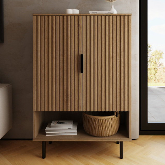 GFW Nervata Multi-Unit Storage Cabinet - Size: 122 x 80 x 36cm - Oak - Wilko - image 1