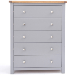 Cabinet Bits Mirano 5 Drawer Grey Chrome Knob Chest of Drawers - Wilko - thumbnail 3