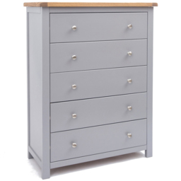 Cabinet Bits Mirano 5 Drawer Grey Chrome Knob Chest of Drawers - Wilko - thumbnail 4