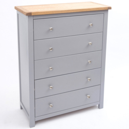 Cabinet Bits Mirano 5 Drawer Grey Chrome Knob Chest of Drawers - Wilko - thumbnail 5