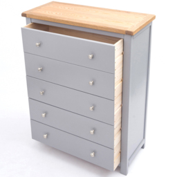 Cabinet Bits Mirano 5 Drawer Grey Chrome Knob Chest of Drawers - Wilko - thumbnail 6