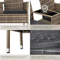 tectake Narbonne 2 Seater Nature and Dark Grey Garden Bench - Brown - Wilko - thumbnail 6