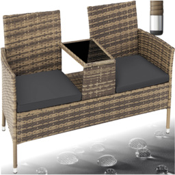 tectake Narbonne 2 Seater Nature and Dark Grey Garden Bench - Brown - Wilko - thumbnail 3