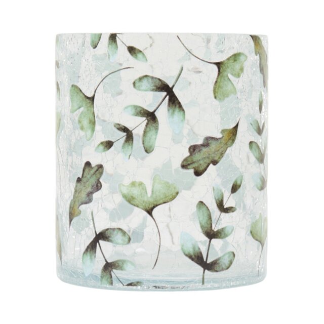 Leaf Crackle Candle Holder Green - Wilko - image 1