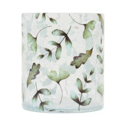 Leaf Crackle Candle Holder Green - Wilko