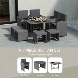 Garden Vida Cuba Rattan Effect 8 Seater Garden Dining Set Grey - Wilko - thumbnail 7