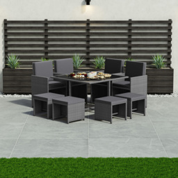 Garden Vida Cuba Rattan Effect 8 Seater Garden Dining Set Grey - Wilko - thumbnail 4
