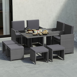 Garden Vida Cuba Rattan Effect 8 Seater Garden Dining Set Grey - Wilko - thumbnail 1