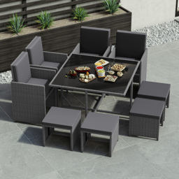 Garden Vida Cuba Rattan Effect 8 Seater Garden Dining Set Grey - Wilko - thumbnail 5