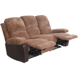 Brooklyn 3 Seater Brown Jumbo Cord Recliner Sofa - Wilko - thumbnail 4